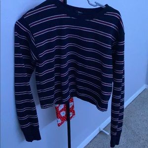 Striped long sleeve crop top